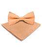 Solid Bow Tie & Pocket Square in a Box by Vittorio Farina (basic - bow - tie - hanky - peach) for Independent Retail Stores by Dubal Brothers