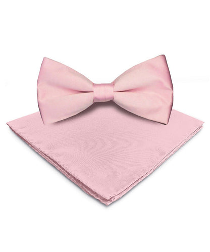 Solid Bow Tie & Pocket Square in a Box by Vittorio Farina (basic - bow - tie - hanky - pink) for Independent Retail Stores by Dubal Brothers