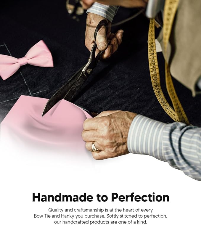 Solid Bow Tie & Pocket Square in a Box by Vittorio Farina (basic - bow - tie - hanky - pink) for Independent Retail Stores by Dubal Brothers