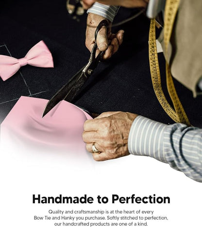 Solid Bow Tie & Pocket Square in a Box by Vittorio Farina (basic - bow - tie - hanky - pink) for Independent Retail Stores by Dubal Brothers