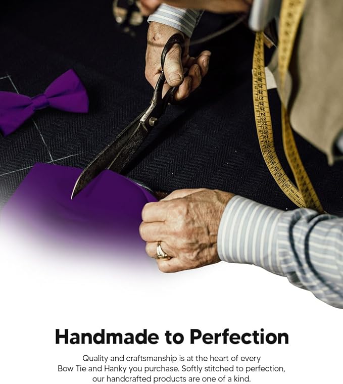 Solid Bow Tie & Pocket Square in a Box by Vittorio Farina (basic - bow - tie - hanky - purple) for Independent Retail Stores by Dubal Brothers