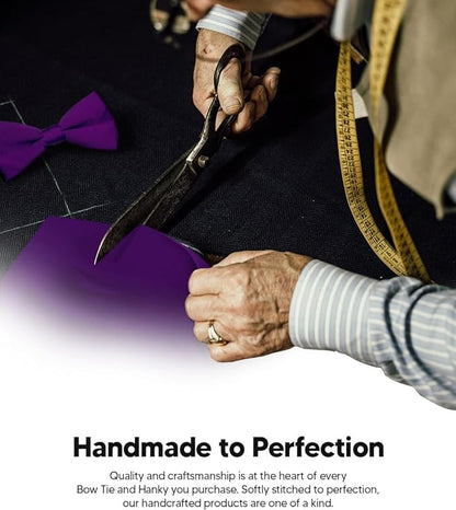 Solid Bow Tie & Pocket Square in a Box by Vittorio Farina (basic - bow - tie - hanky - purple) for Independent Retail Stores by Dubal Brothers