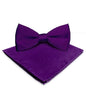 Solid Bow Tie & Pocket Square in a Box by Vittorio Farina (basic - bow - tie - hanky - purple) for Independent Retail Stores by Dubal Brothers
