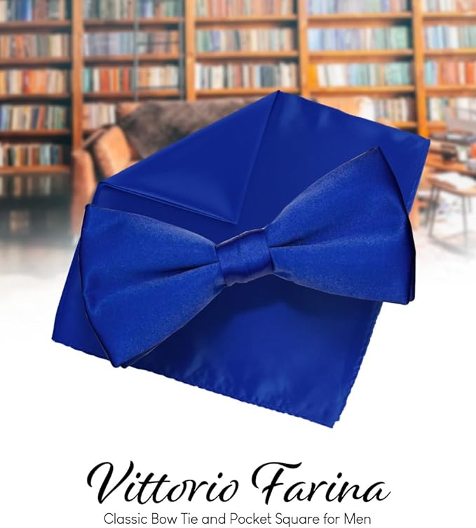 Solid Bow Tie & Pocket Square in a Box by Vittorio Farina (basic - bow - tie - hanky - red) for Independent Retail Stores by Dubal Brothers