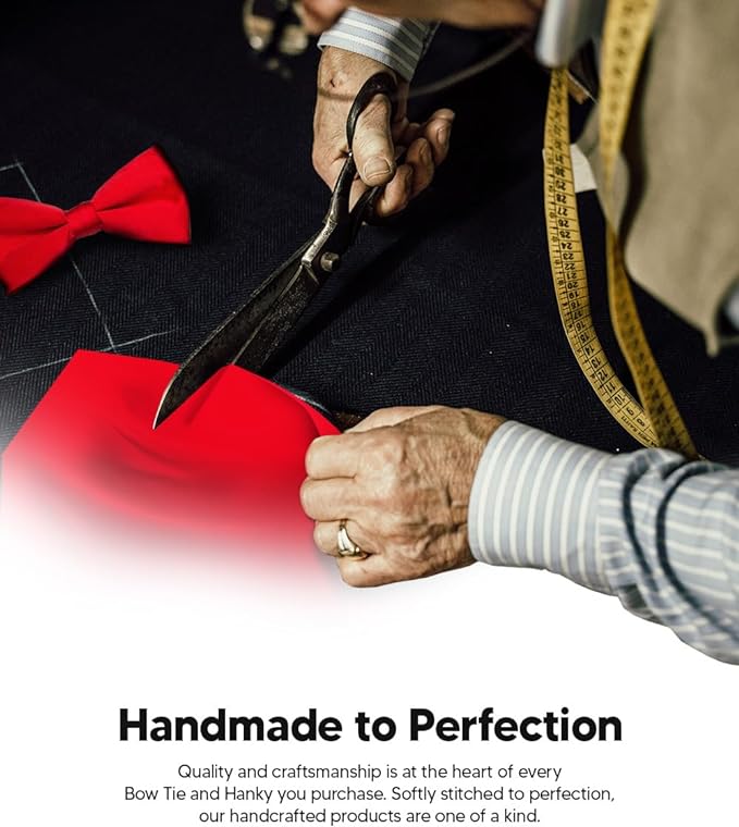 Solid Bow Tie & Pocket Square in a Box by Vittorio Farina (basic - bow - tie - hanky - red) for Independent Retail Stores by Dubal Brothers