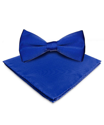 Solid Bow Tie & Pocket Square in a Box by Vittorio Farina (basic - bow - tie - hanky - royal) for Independent Retail Stores by Dubal Brothers