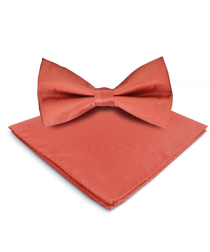 Solid Bow Tie & Pocket Square in a Box by Vittorio Farina (basic - bow - tie - hanky - rust) for Independent Retail Stores by Dubal Brothers
