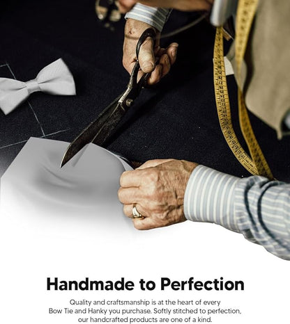 Solid Bow Tie & Pocket Square in a Box by Vittorio Farina (basic - bow - tie - hanky - silver) for Independent Retail Stores by Dubal Brothers