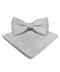 Solid Bow Tie & Pocket Square in a Box by Vittorio Farina (basic - bow - tie - hanky - silver) for Independent Retail Stores by Dubal Brothers