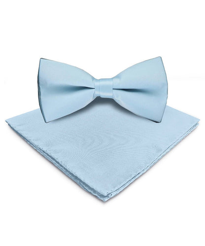 Solid Bow Tie & Pocket Square in a Box by Vittorio Farina (basic - bow - tie - hanky - sky) for Independent Retail Stores by Dubal Brothers
