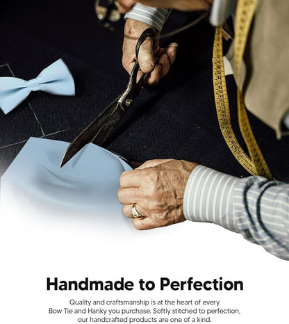 Solid Bow Tie & Pocket Square in a Box by Vittorio Farina (basic - bow - tie - hanky - sky) for Independent Retail Stores by Dubal Brothers