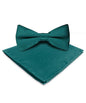 Solid Bow Tie & Pocket Square in a Box by Vittorio Farina (basic - bow - tie - hanky - teal) for Independent Retail Stores by Dubal Brothers