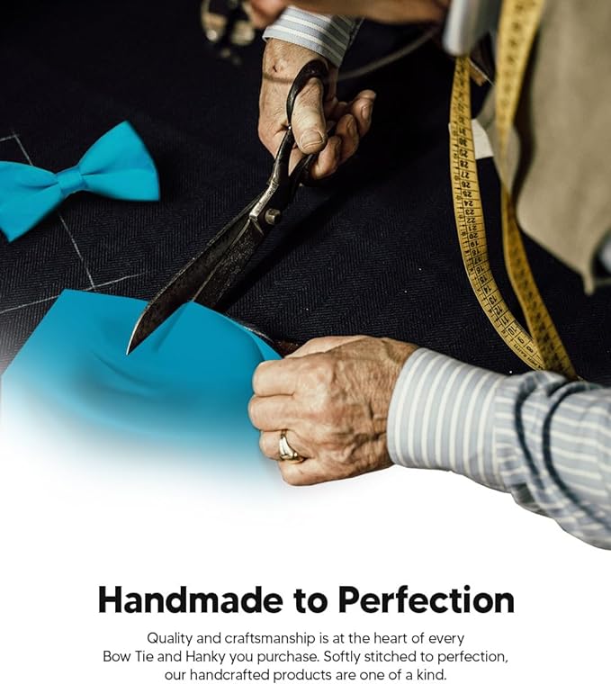 Solid Bow Tie & Pocket Square in a Box by Vittorio Farina (basic - bow - tie - hanky - turquoise) for Independent Retail Stores by Dubal Brothers