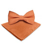 Solid Bow Tie & Pocket Square in a Box by Vittorio Farina (basic - bow - tie - hanky - UT - orange) for Independent Retail Stores by Dubal Brothers