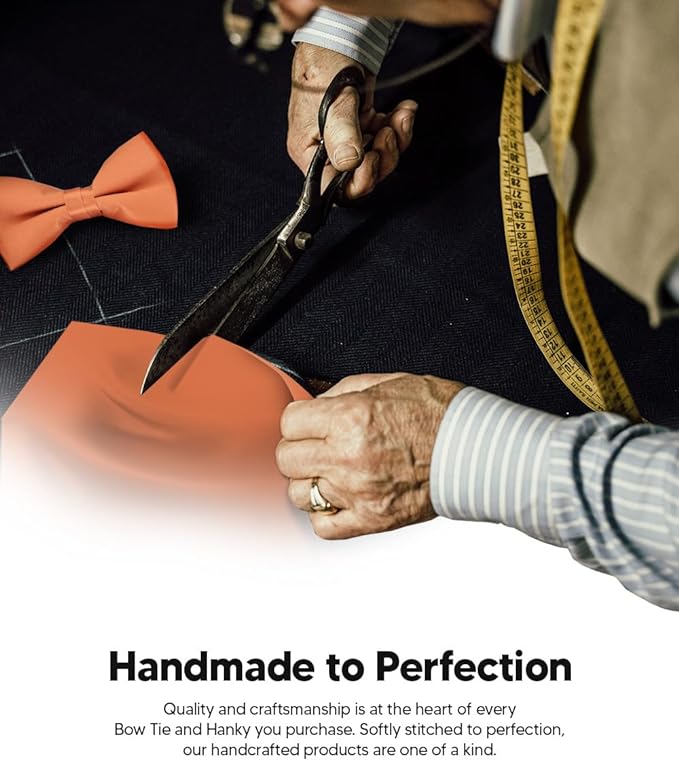 Solid Bow Tie & Pocket Square in a Box by Vittorio Farina (basic - bow - tie - hanky - UT - orange) for Independent Retail Stores by Dubal Brothers