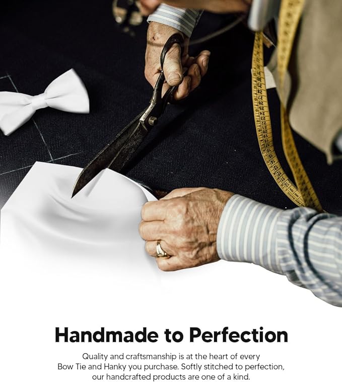 Solid Bow Tie & Pocket Square in a Box by Vittorio Farina (basic - bow - tie - hanky - white) for Independent Retail Stores by Dubal Brothers