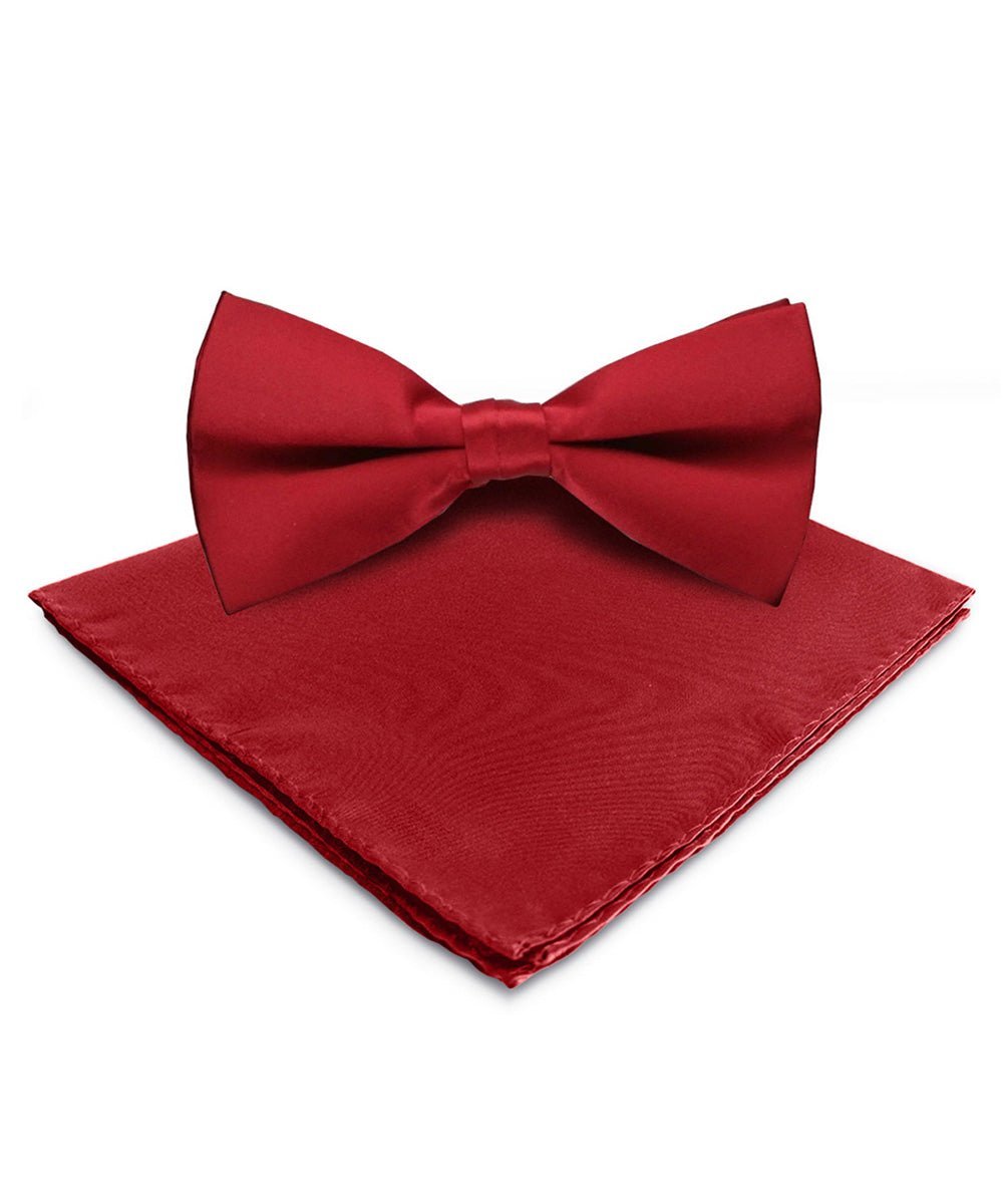 Solid Bow Tie & Pocket Square in a Box by Vittorio Farina (basic - bow - tie - hanky - wine) for Independent Retail Stores by Dubal Brothers