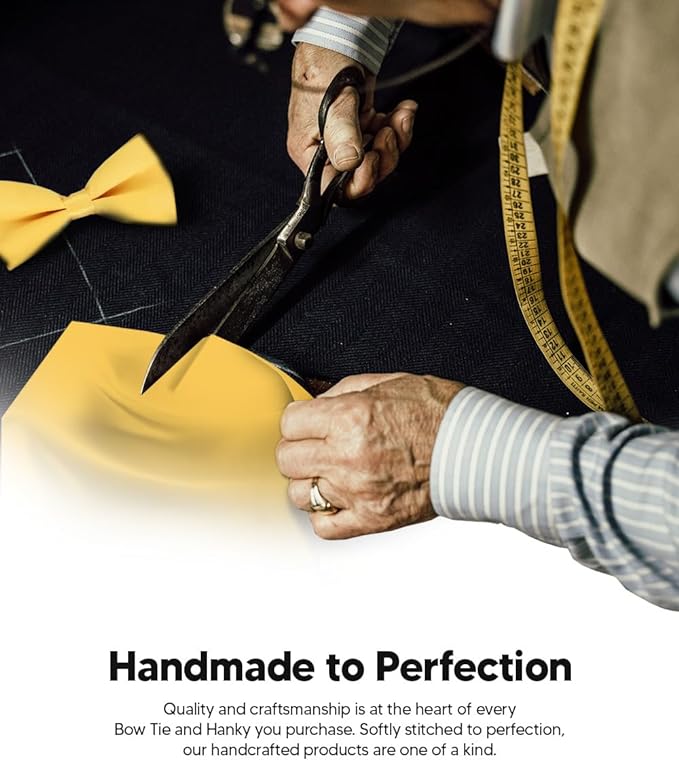 Solid Bow Tie & Pocket Square in a Box by Vittorio Farina (basic - bow - tie - hanky - yellow) for Independent Retail Stores by Dubal Brothers