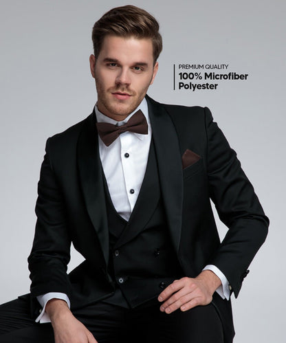 Solid Bow Tie & Pocket Square in a Box (Multipacks) by Vittorio Farina - Black - Wholesale Bow Tie & Pocket Square by Dubal Brothers