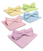 Solid Bow Tie & Pocket Square in a Box (Multipacks) by Vittorio Farina - Sky Blue/Pink/Lavender/Maize/Mint Green - Wholesale Bow Tie & Pocket Square by Dubal Brothers