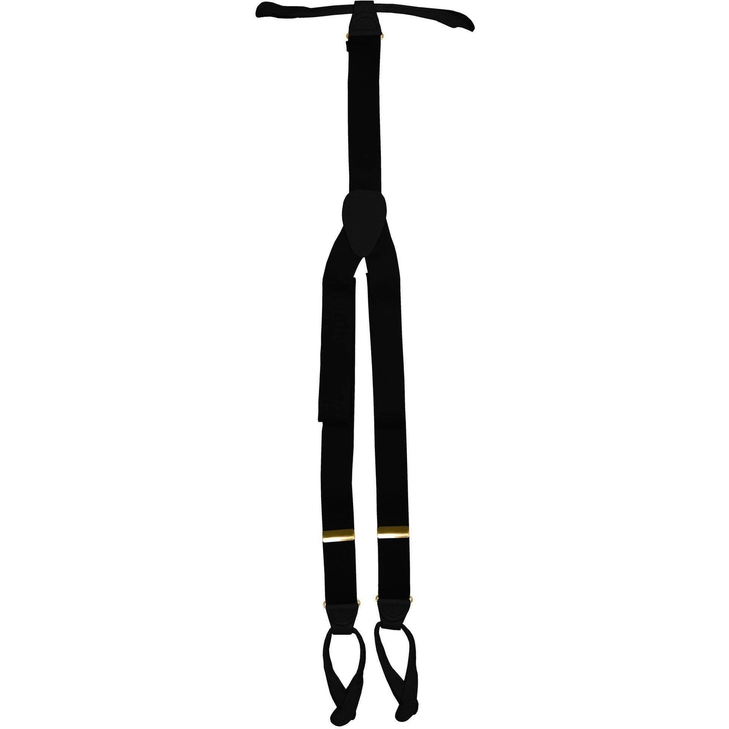 Solid Button End Suspenders with Gold or Silver Hardware in a Box by Vittorio Farina (SUSP_BE_GOLD_BLACK) for Independent Retail Stores by Dubal Brothers