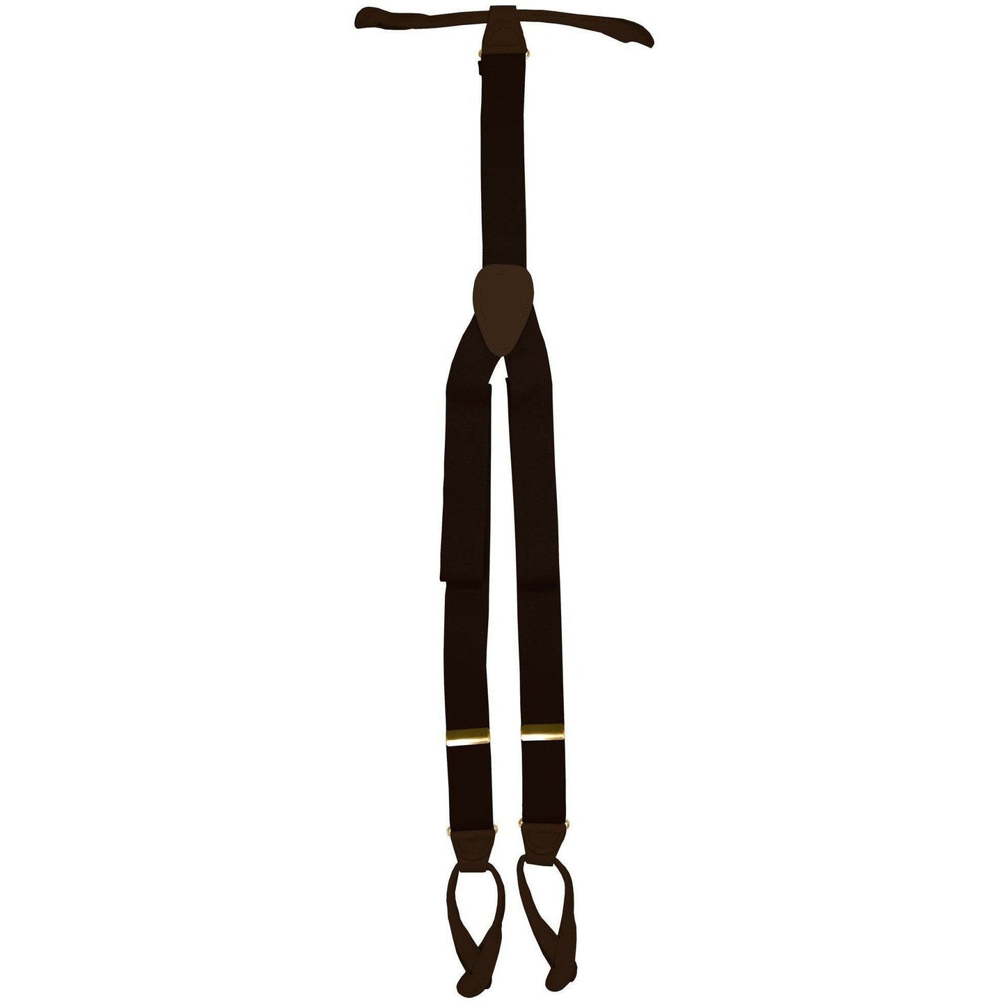 Solid Button End Suspenders with Gold or Silver Hardware in a Box by Vittorio Farina (SUSP_BE_GOLD_BROWN) for Independent Retail Stores by Dubal Brothers