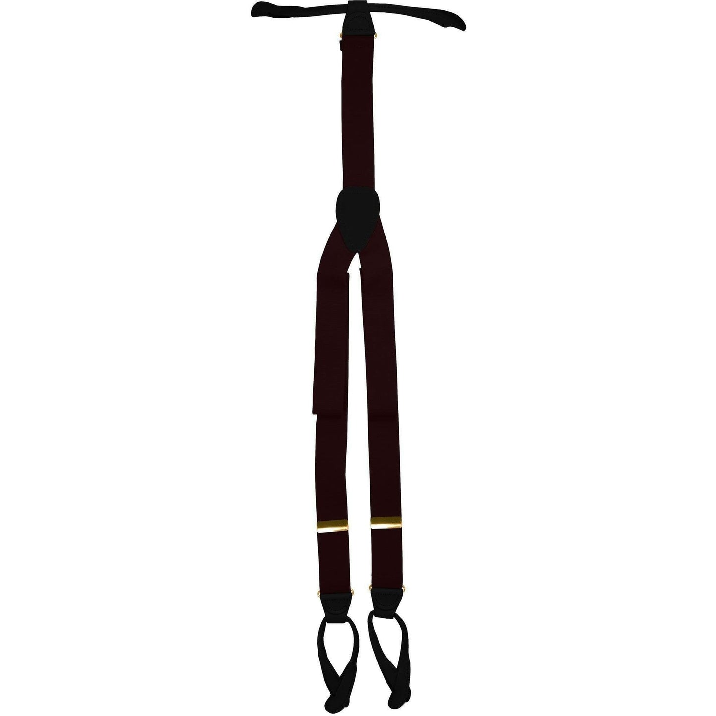 Solid Button End Suspenders with Gold or Silver Hardware in a Box by Vittorio Farina (SUSP_BE_GOLD_BURGUNDY) for Independent Retail Stores by Dubal Brothers