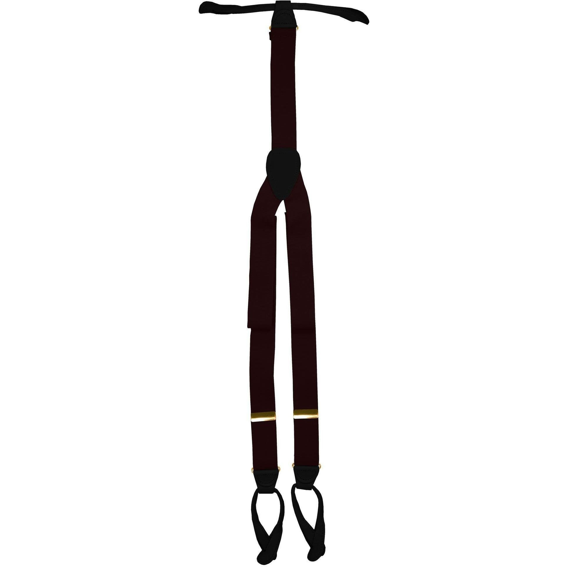 Solid Button End Suspenders with Gold or Silver Hardware in a Box by Vittorio Farina (SUSP_BE_GOLD_BURGUNDY) for Independent Retail Stores by Dubal Brothers