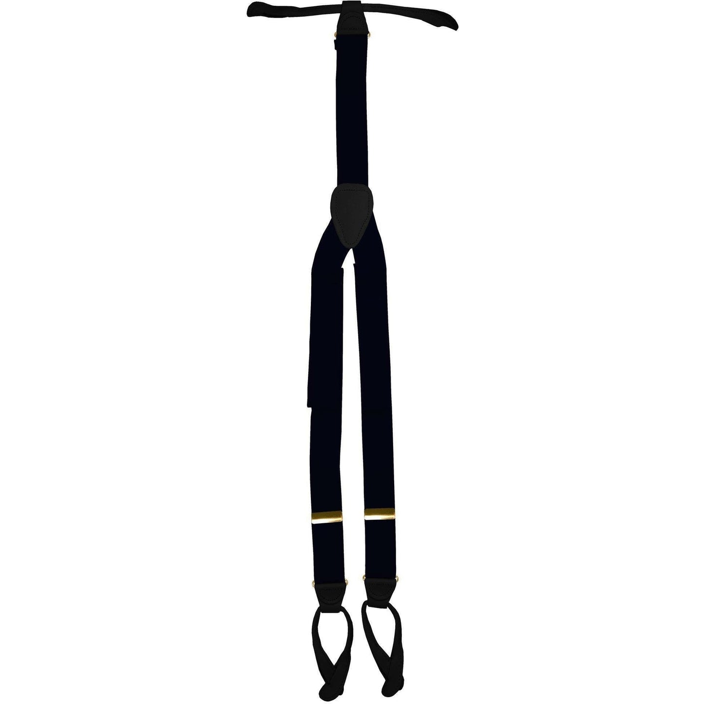 Solid Button End Suspenders with Gold or Silver Hardware in a Box by Vittorio Farina (SUSP_BE_GOLD_NAVY) for Independent Retail Stores by Dubal Brothers