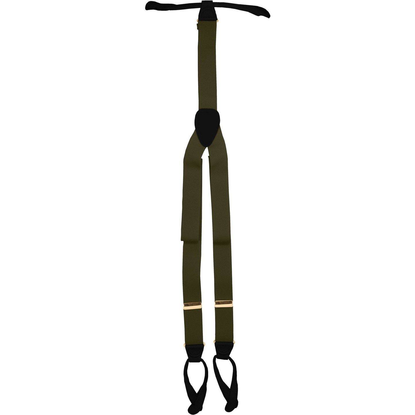 Solid Button End Suspenders with Gold or Silver Hardware in a Box by Vittorio Farina (SUSP_BE_GOLD_OLIVE) for Independent Retail Stores by Dubal Brothers