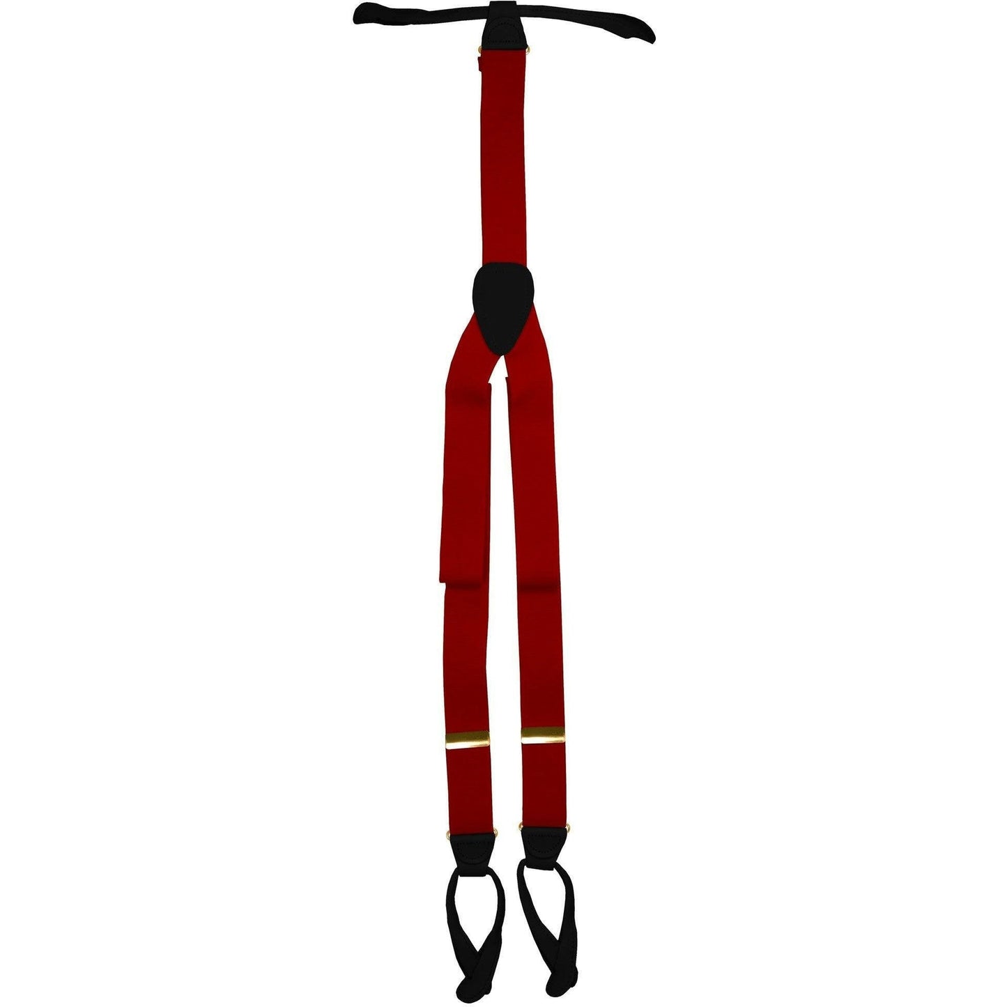 Solid Button End Suspenders with Gold or Silver Hardware in a Box by Vittorio Farina (SUSP_BE_GOLD_RED) for Independent Retail Stores by Dubal Brothers
