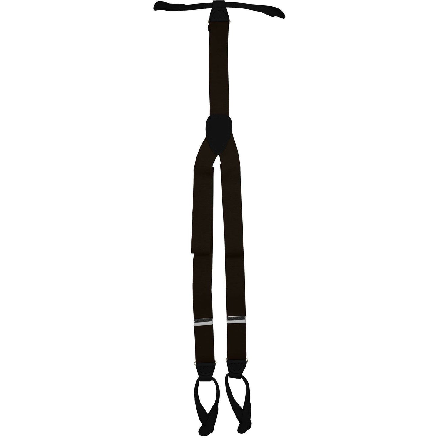 Solid Button End Suspenders with Gold or Silver Hardware in a Box by Vittorio Farina (SUSP_BE_SILVER_BROWN) for Independent Retail Stores by Dubal Brothers