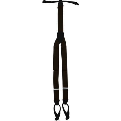 Solid Button End Suspenders with Gold or Silver Hardware in a Box by Vittorio Farina (SUSP_BE_SILVER_BROWN) for Independent Retail Stores by Dubal Brothers