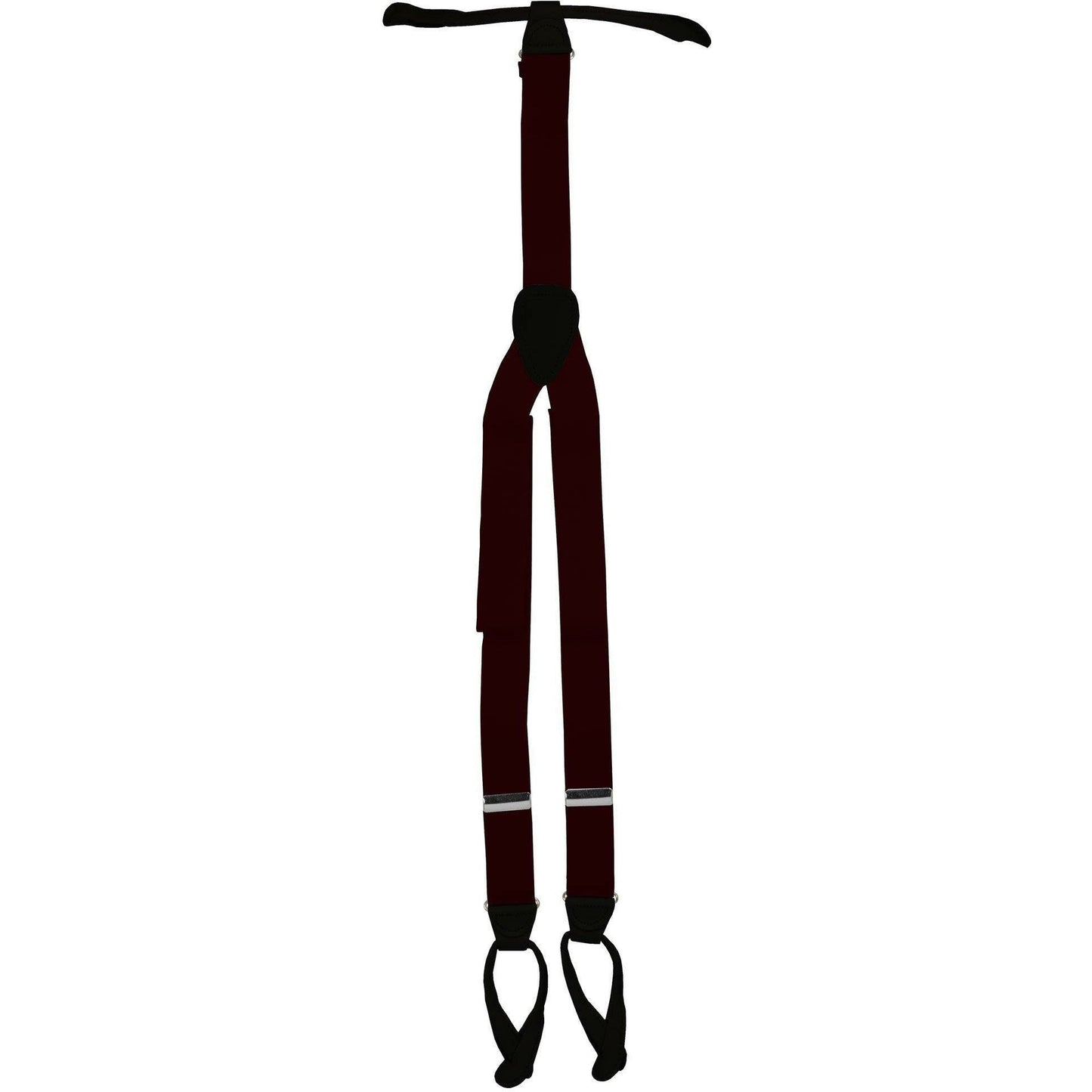 Solid Button End Suspenders with Gold or Silver Hardware in a Box by Vittorio Farina (SUSP_BE_SILVER_BURGUNDY) for Independent Retail Stores by Dubal Brothers