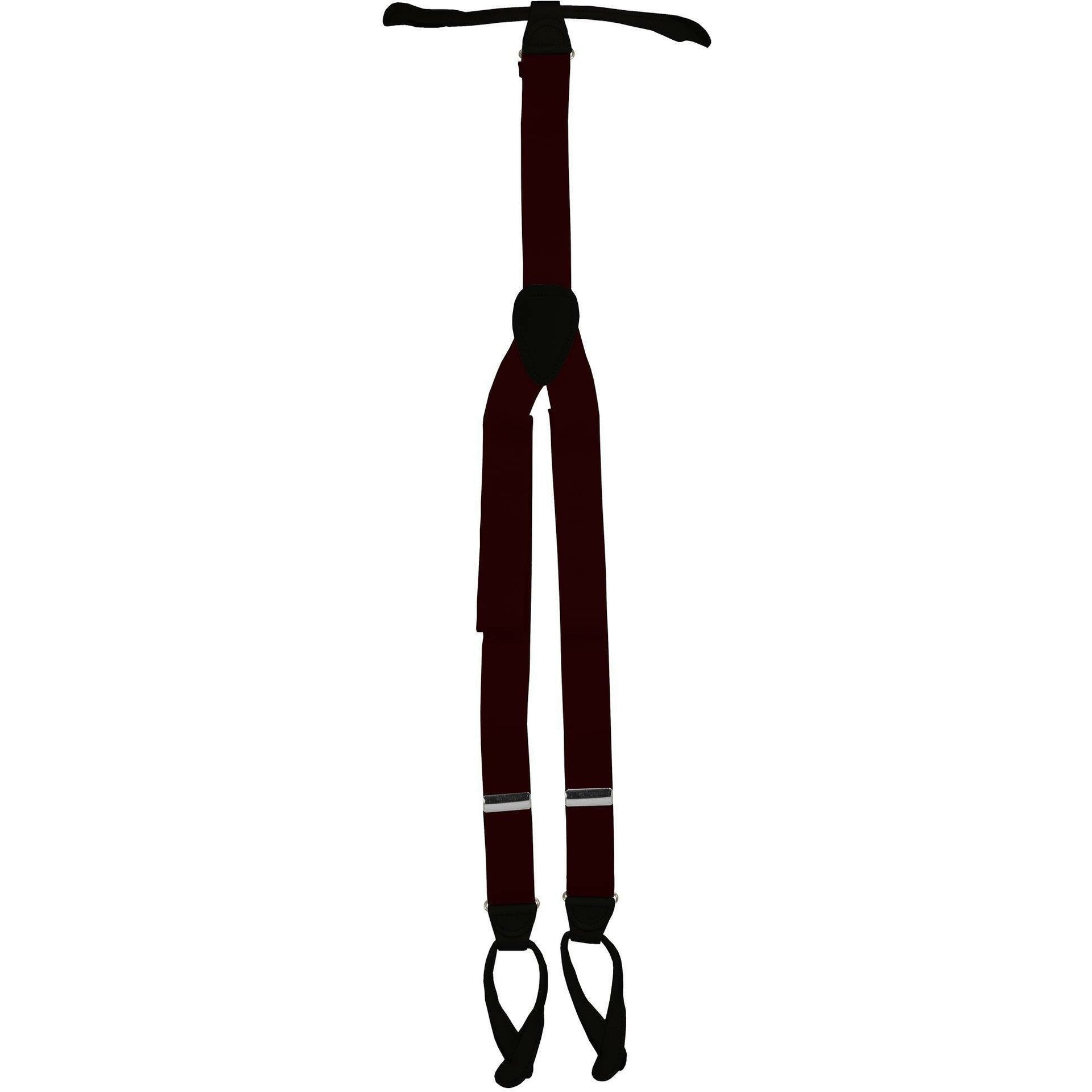 Solid Button End Suspenders with Gold or Silver Hardware in a Box by Vittorio Farina (SUSP_BE_SILVER_BURGUNDY) for Independent Retail Stores by Dubal Brothers
