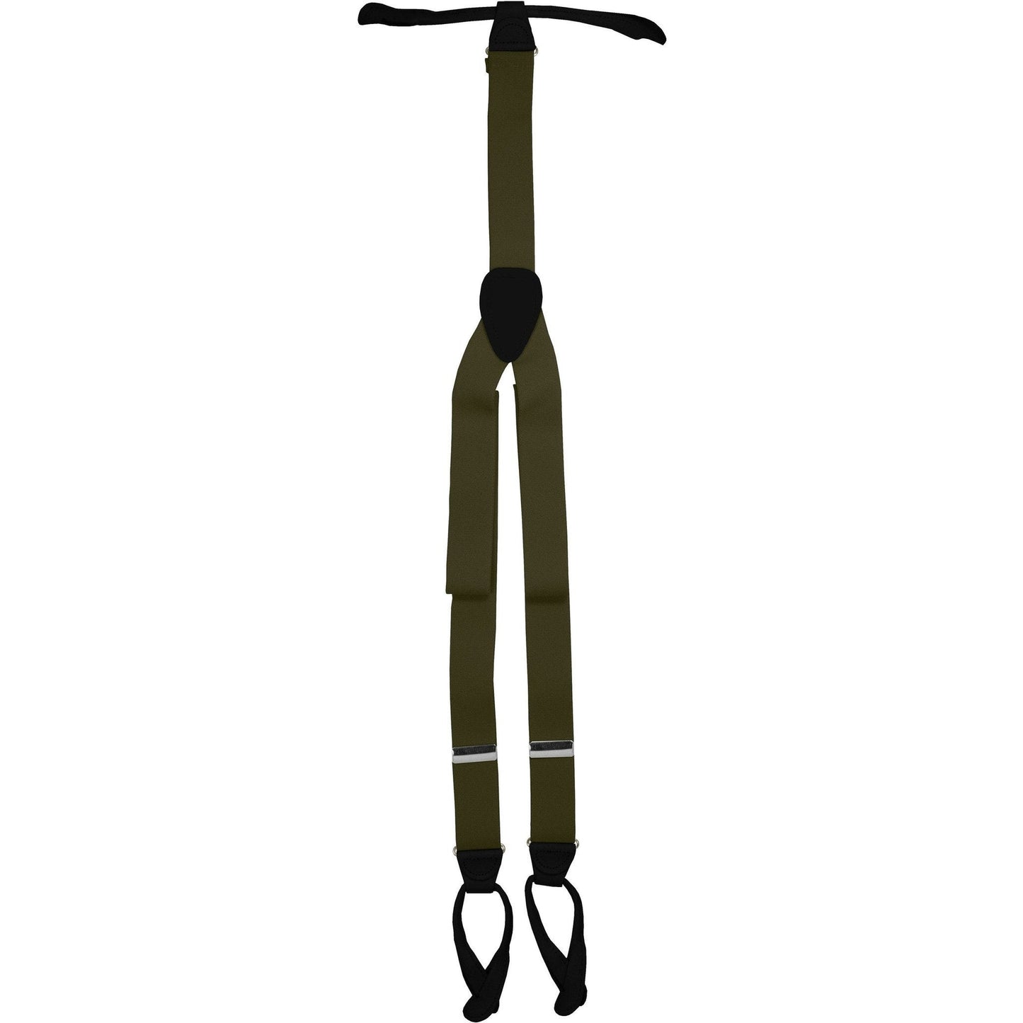 Solid Button End Suspenders with Gold or Silver Hardware in a Box by Vittorio Farina (SUSP_BE_SILVER_OLIVE) for Independent Retail Stores by Dubal Brothers