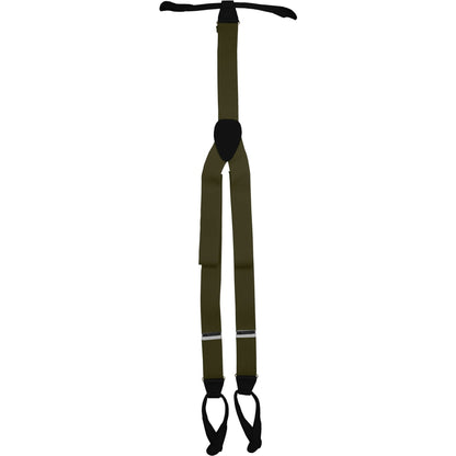 Solid Button End Suspenders with Gold or Silver Hardware in a Box by Vittorio Farina (SUSP_BE_SILVER_OLIVE) for Independent Retail Stores by Dubal Brothers