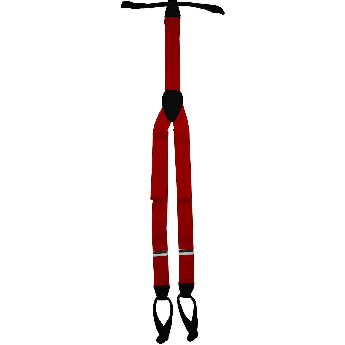 Solid Button End Suspenders with Gold or Silver Hardware in a Box by Vittorio Farina (SUSP_BE_SILVER_RED) for Independent Retail Stores by Dubal Brothers