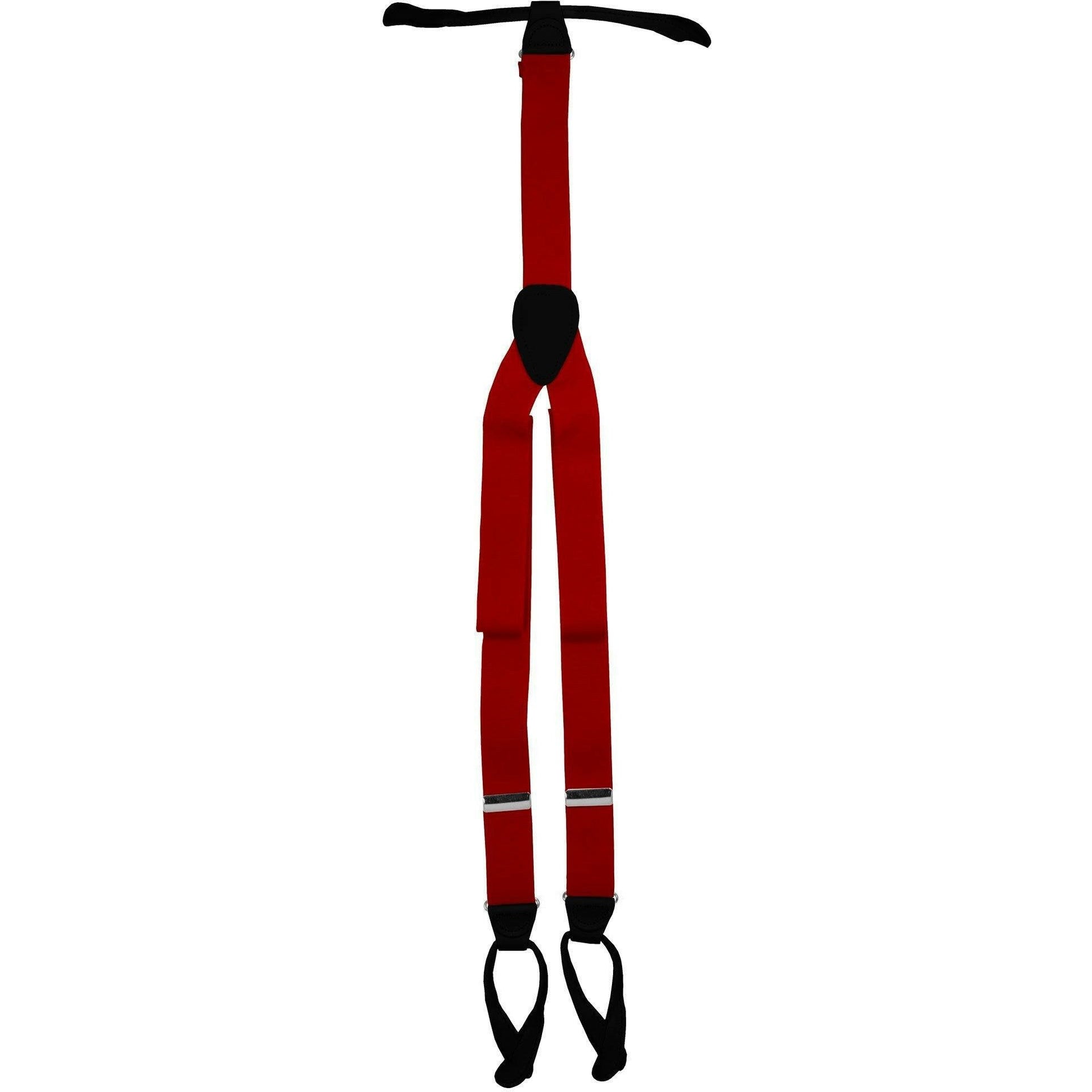 Solid Button End Suspenders with Gold or Silver Hardware in a Box by Vittorio Farina (SUSP_BE_SILVER_RED) for Independent Retail Stores by Dubal Brothers