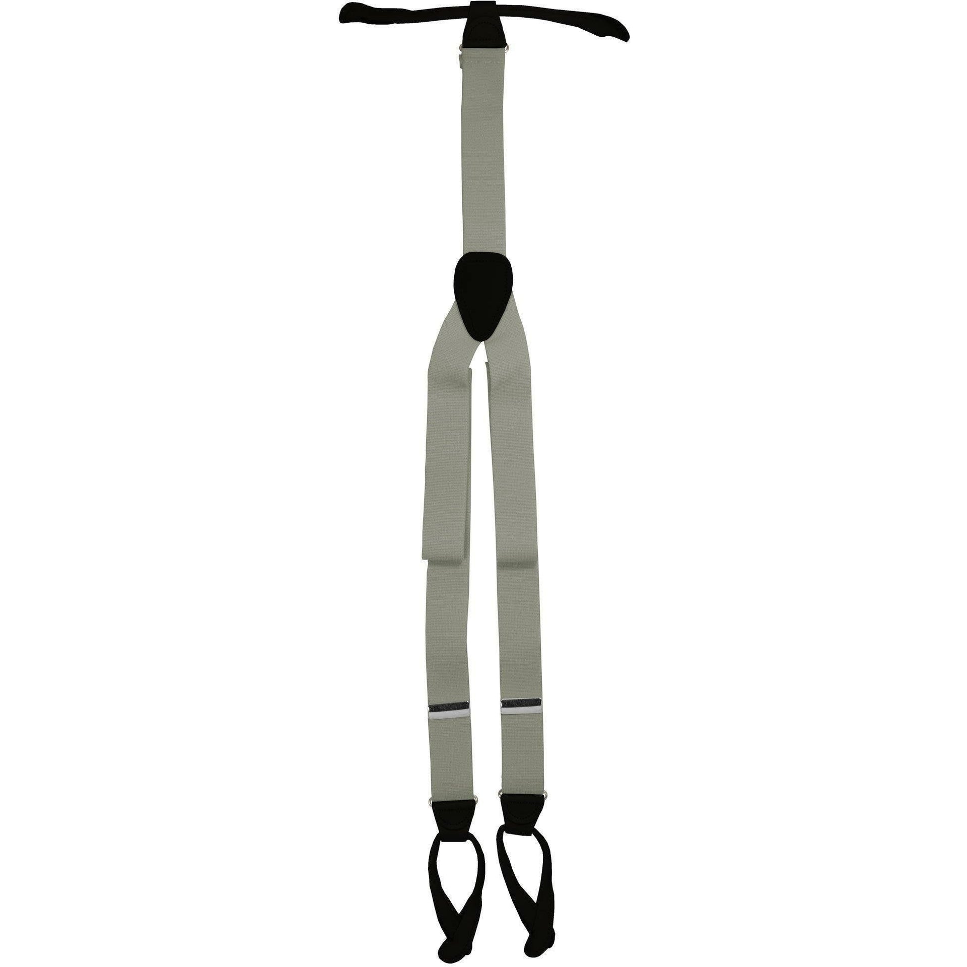 Solid Button End Suspenders with Gold or Silver Hardware in a Box by Vittorio Farina (SUSP_BE_SILVER_SILVER) for Independent Retail Stores by Dubal Brothers