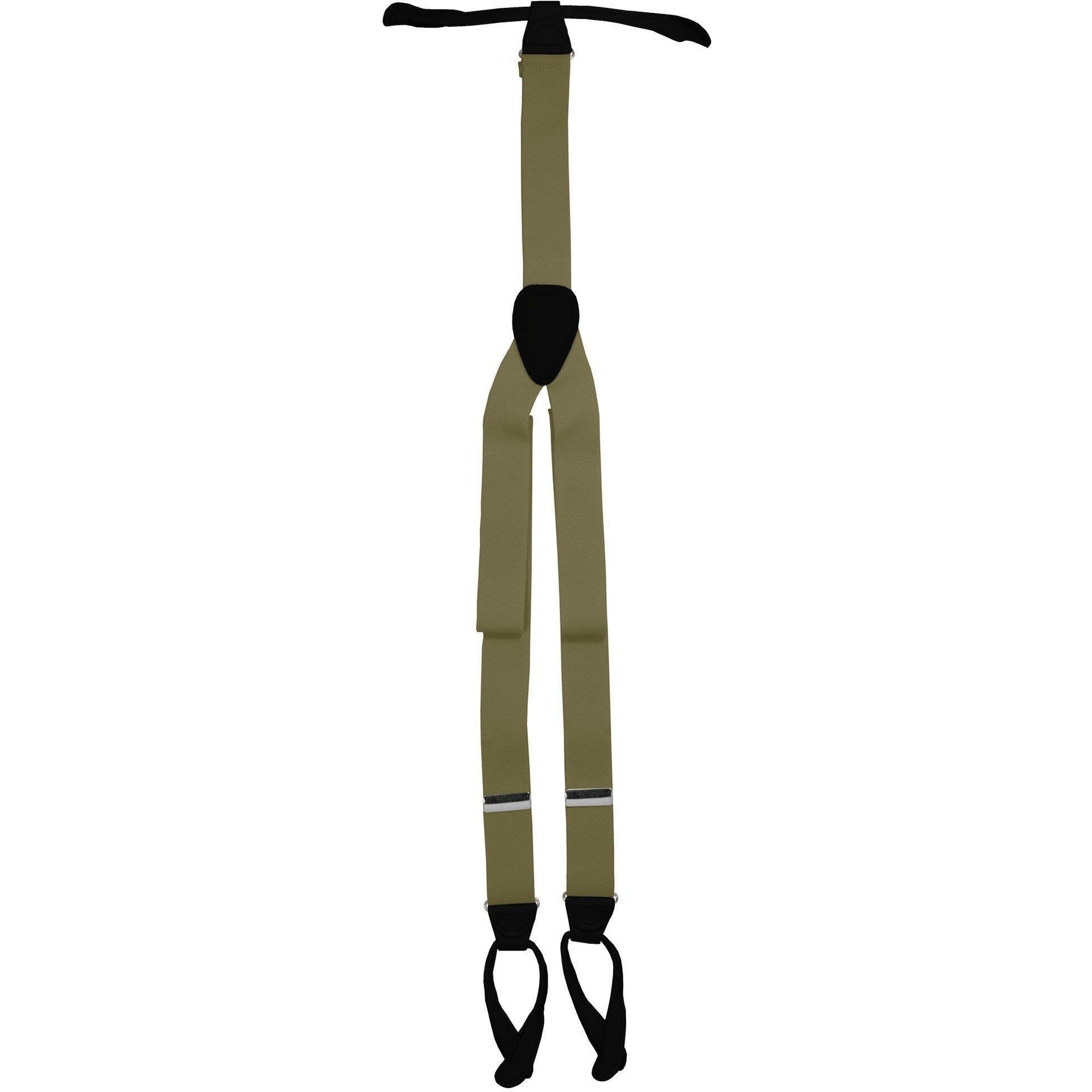 Solid Button End Suspenders with Gold or Silver Hardware in a Box by Vittorio Farina (SUSP_BE_SILVER_TAUPE) for Independent Retail Stores by Dubal Brothers