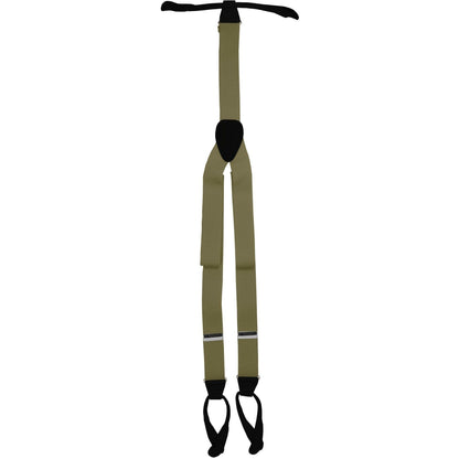 Solid Button End Suspenders with Gold or Silver Hardware in a Box by Vittorio Farina (SUSP_BE_SILVER_TAUPE) for Independent Retail Stores by Dubal Brothers