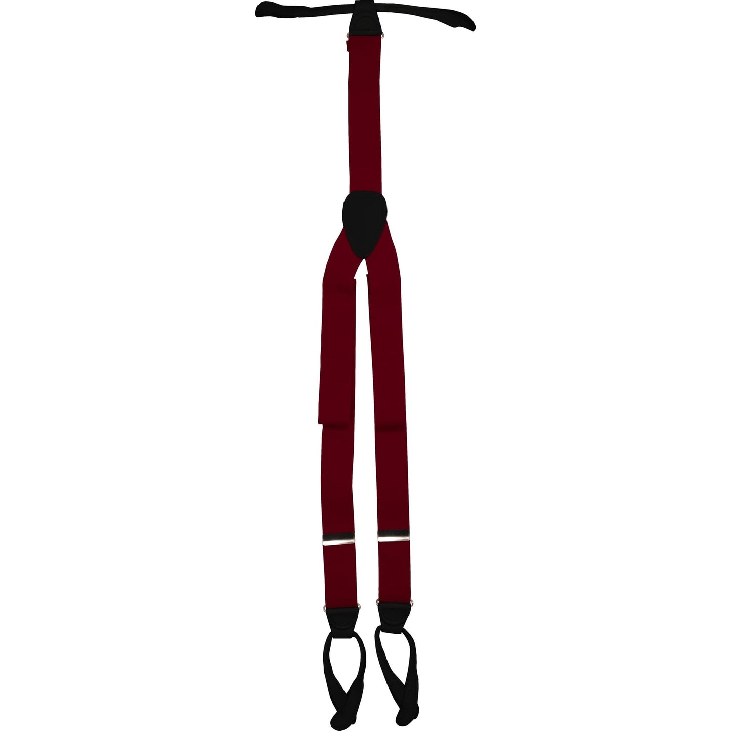 Solid Button End Suspenders with Gold or Silver Hardware in a Box by Vittorio Farina (SUSP_BE_SILVER_WINE) for Independent Retail Stores by Dubal Brothers