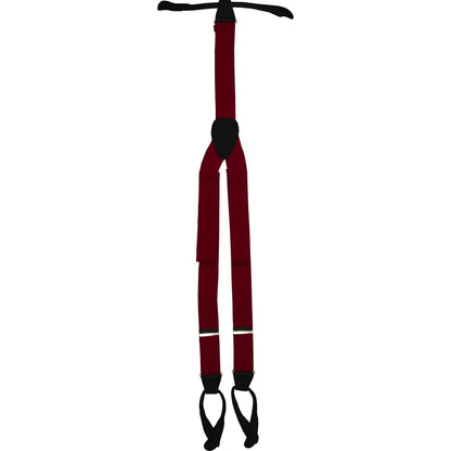 Solid Button End Suspenders with Gold or Silver Hardware in a Box by Vittorio Farina (SUSP_BE_SILVER_WINE) for Independent Retail Stores by Dubal Brothers