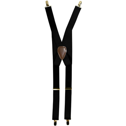 Solid Clip End Suspenders with Gold or Silver Hardware in a Box by Vittorio Farina (SUSP_CE_GOLD_BLACK) for Independent Retail Stores by Dubal Brothers