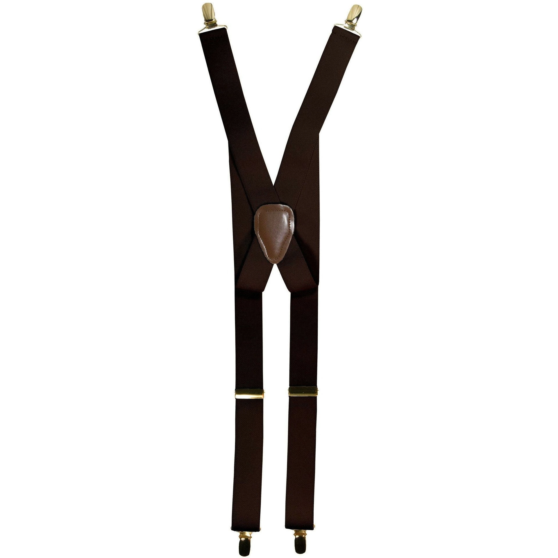 Solid Clip End Suspenders with Gold or Silver Hardware in a Box by Vittorio Farina (SUSP_CE_GOLD_BROWN) for Independent Retail Stores by Dubal Brothers