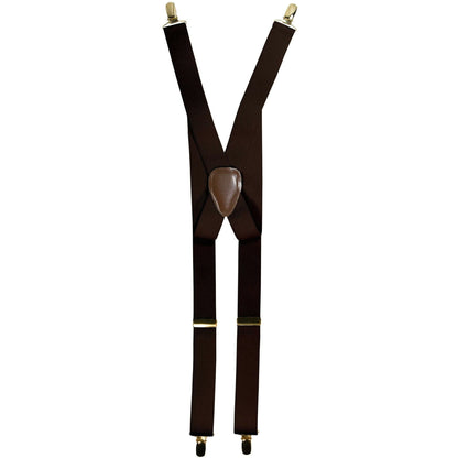 Solid Clip End Suspenders with Gold or Silver Hardware in a Box by Vittorio Farina (SUSP_CE_GOLD_BROWN) for Independent Retail Stores by Dubal Brothers
