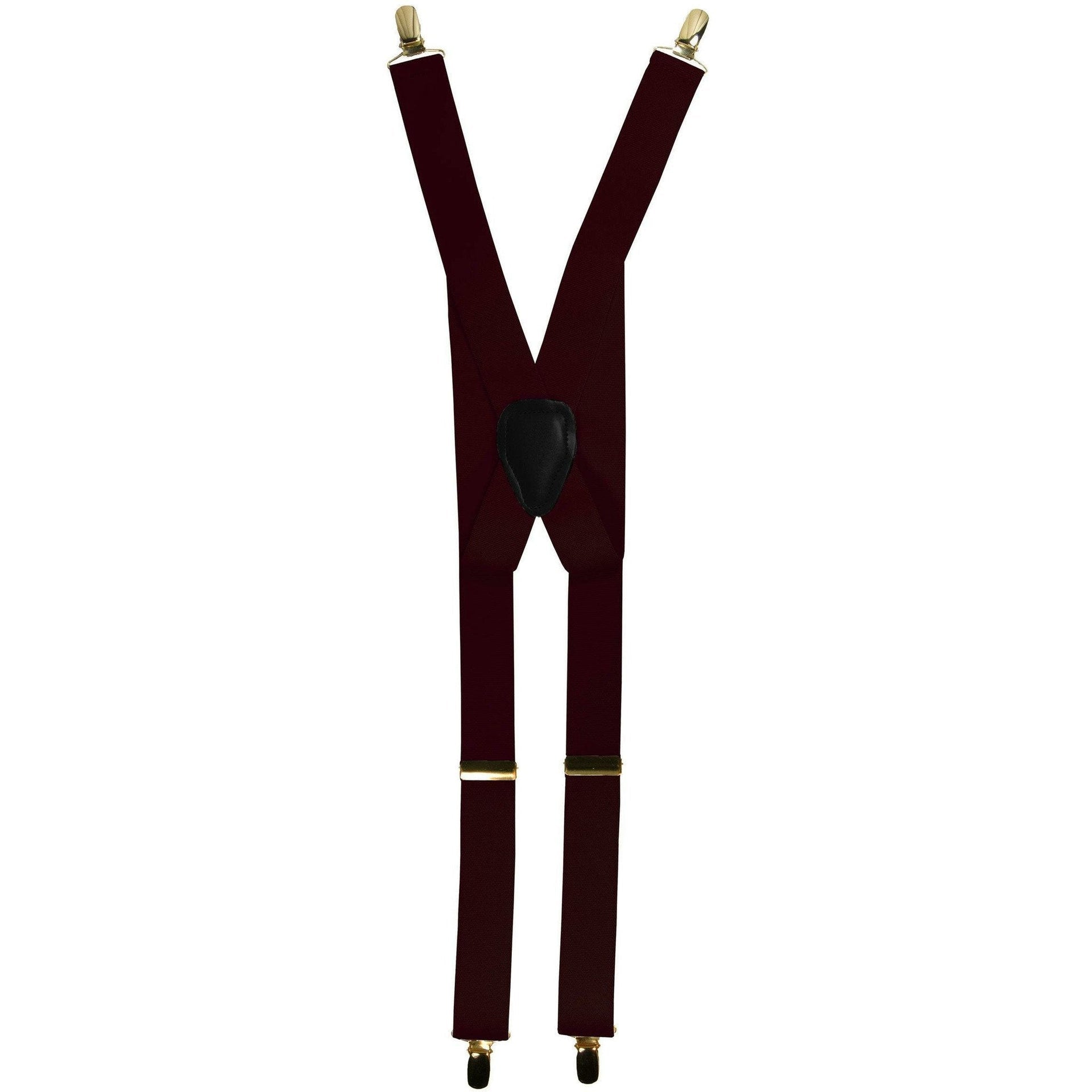 Solid Clip End Suspenders with Gold or Silver Hardware in a Box by Vittorio Farina (SUSP_CE_GOLD_BURGUNDY) for Independent Retail Stores by Dubal Brothers