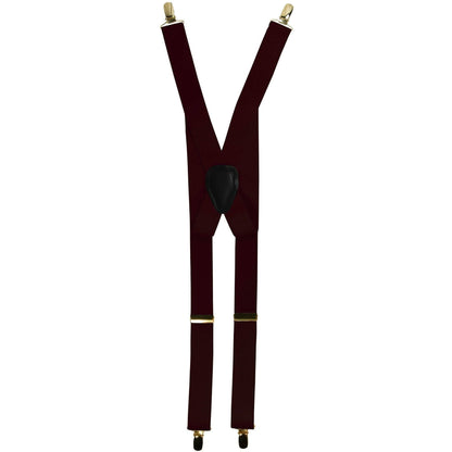 Solid Clip End Suspenders with Gold or Silver Hardware in a Box by Vittorio Farina (SUSP_CE_GOLD_BURGUNDY) for Independent Retail Stores by Dubal Brothers
