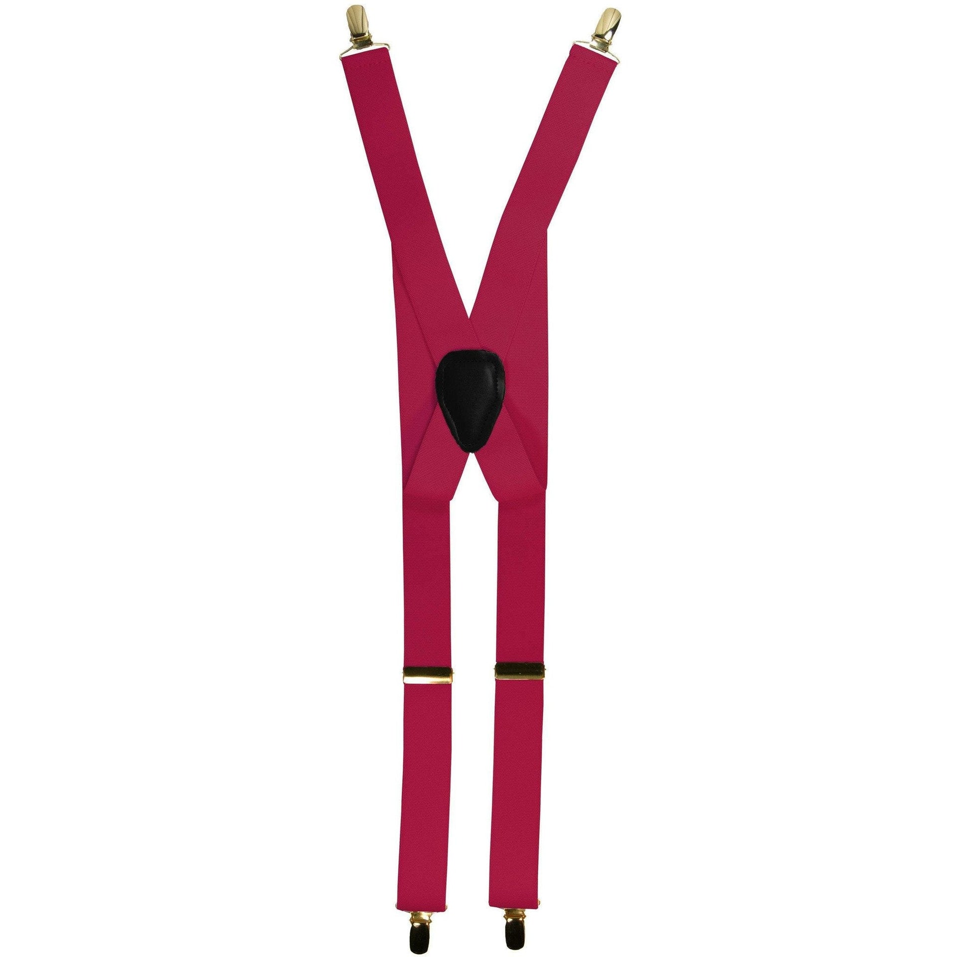 Solid Clip End Suspenders with Gold or Silver Hardware in a Box by Vittorio Farina (SUSP_CE_GOLD_HOT - PINK) for Independent Retail Stores by Dubal Brothers